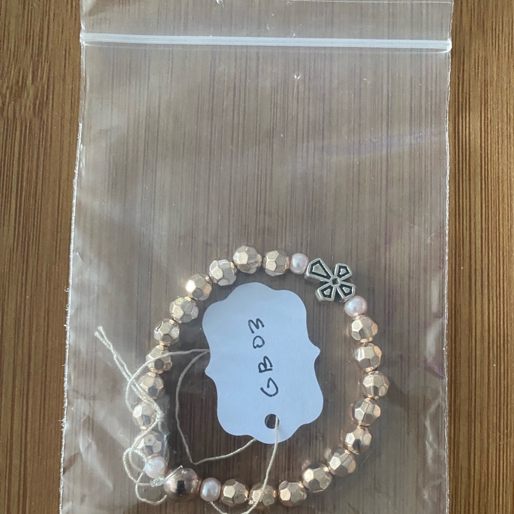 Rose Gold Elegant Beaded Bracelet with Charm set of 2